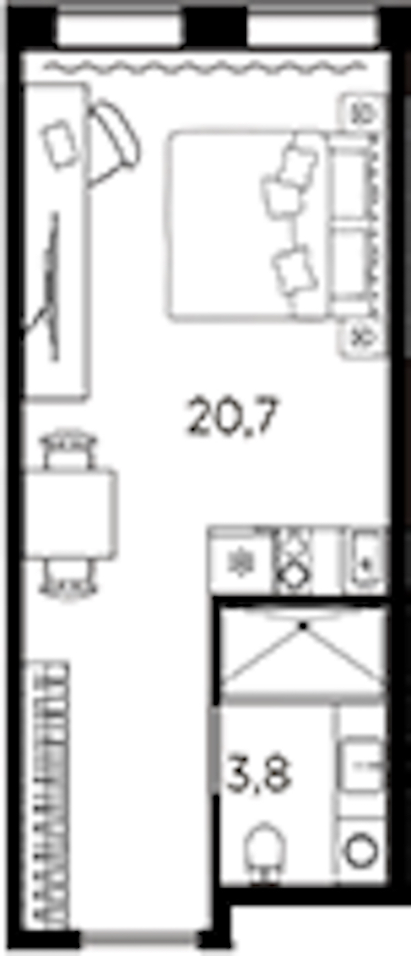 Квартира студия 24.5 м², 12/13 эт., ЖК «AVENIR Industrial»